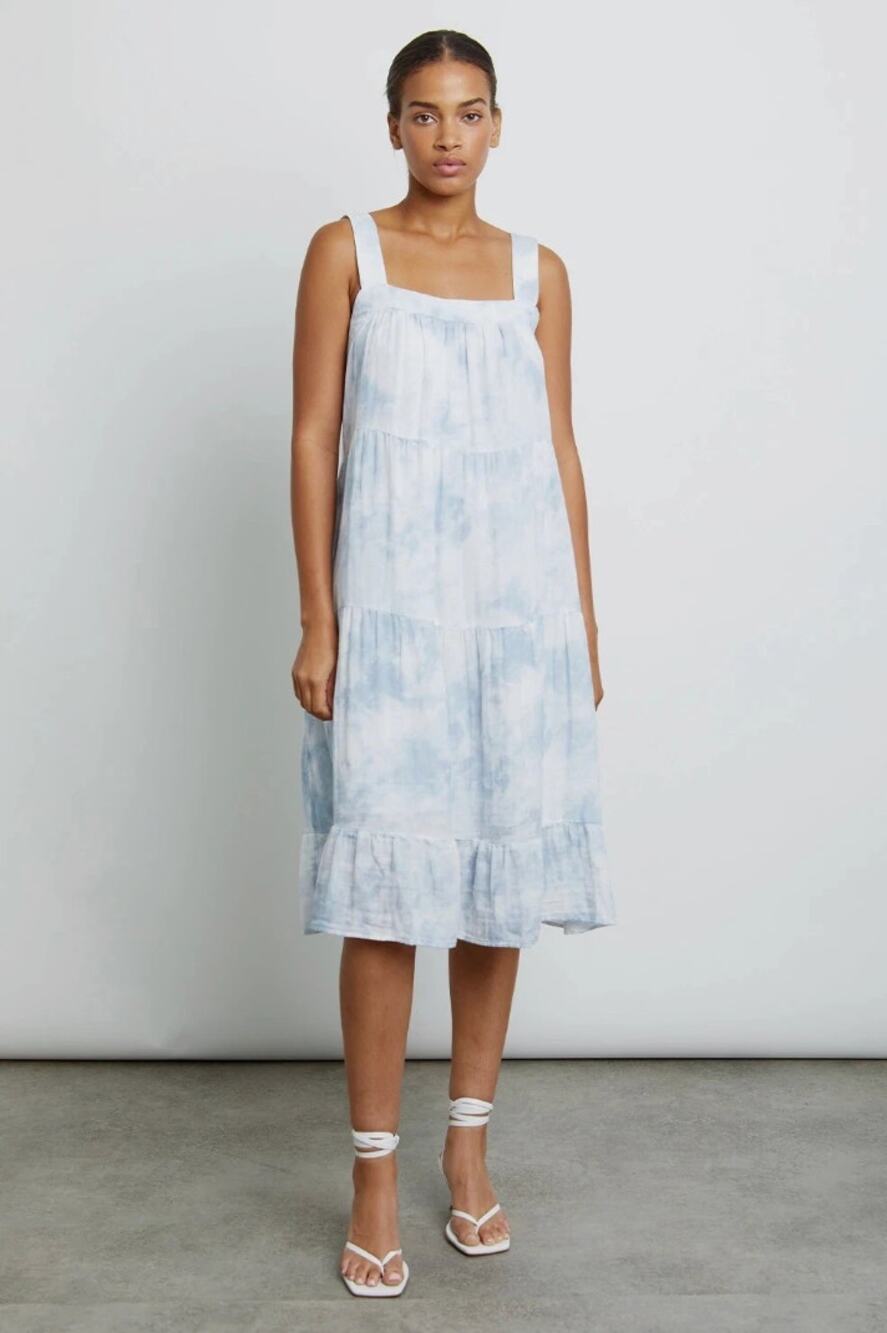 Rails Amaya Cascade Tie-Dye Sleeveless Tiered Midi Dress NWT Size Small
